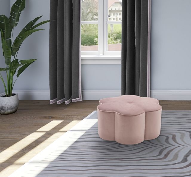 Meridian Furniture Daisy Pink Velvet Ottoman-2