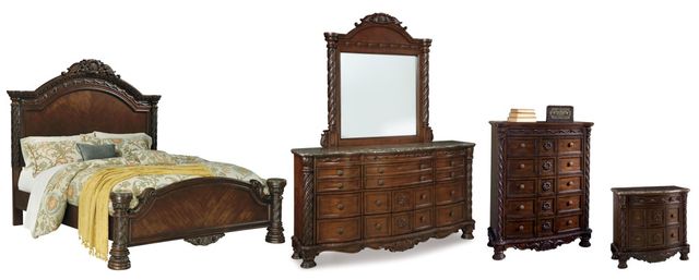 Millennium® by Ashley® North Shore 5-Piece Dark Brown Queen Panel Bed Set-0