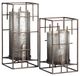 Crestview Collection Plaid 2-Piece Silver Hurricanes Candleholder Set-0