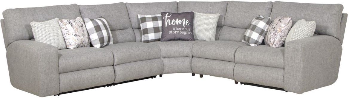 Catnapper® Rockport 5-Piece Gray Manual Reclining Curved Sectional