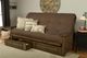 Kodiak Furniture Washington Linen Cocoa/Rustic Walnut Queen Queen Storage Futon with Mattress-1
