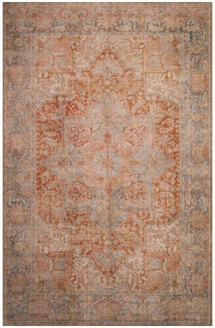 KAS Rugs London Rust Blue Serena 5'x8' Area Rug-0