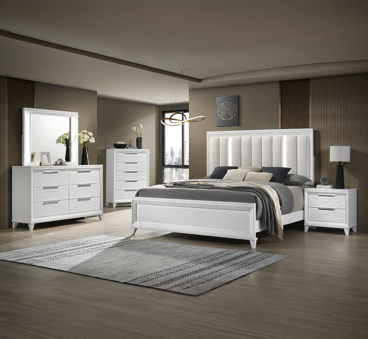 MAD CROWN バランサーセット Crown Mark Cressida White King Panel Bed | Darvin Furniture