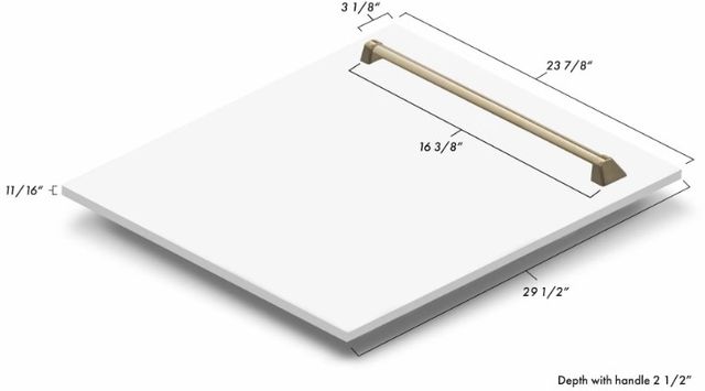 Zline Autograph Edition 24" White Matte Dishwasher Panel with Champagne Bronze Handle-3