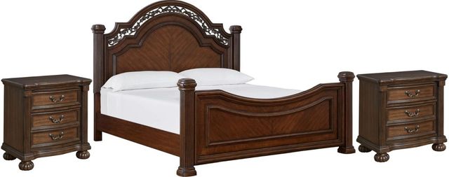 Signature Design by Ashley® Lavinton 3-Piece Brown Queen Poster Bed Set-0