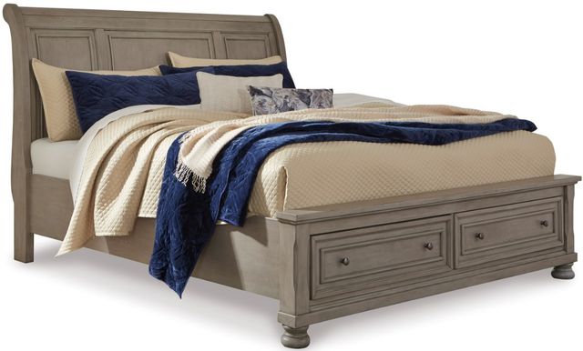 Signature Design by Ashley® Lettner 5-Piece Light Gray King Sleigh Storage Bed Set-1