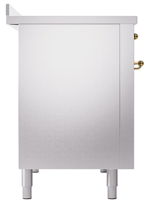 Ilve® Nostalgie II Noblesse 48'' Stainless Steel Pro Style Induction Range with Brass Trim-2