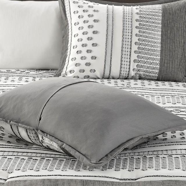 Olliix by Madison Park Adair 5 Piece Grey Full/Queen Comforter Set-1