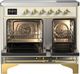 Ilve® Majestic III 40" Antique White Pro Style Induction Range with Solid Door and Brass Trim-1