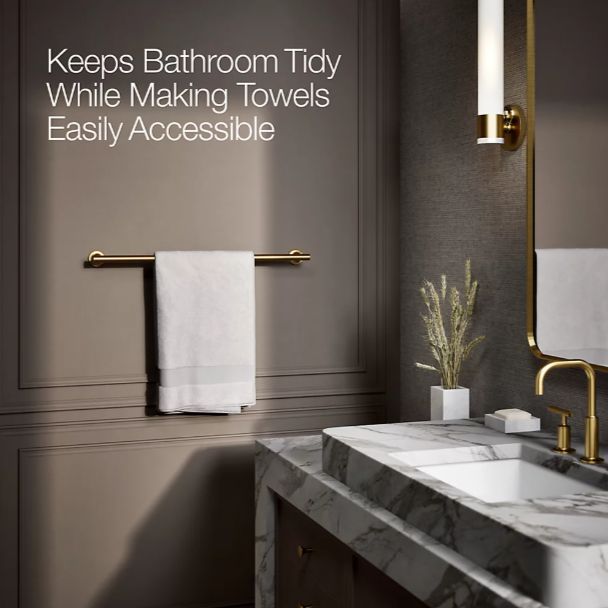KOHLER® Purist® Vibrant Brushed Moderne Brass 24" Towel Bar-3