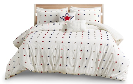 Olliix by Urban Habitat Kids Callie Red/Navy Twin Cotton Jacquard Pom Pom Comforter Set-0