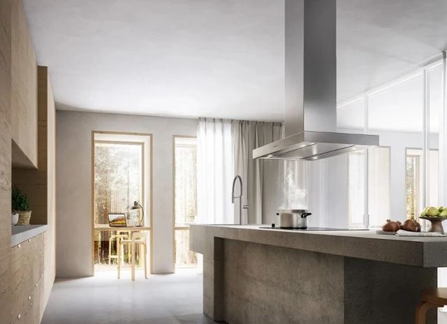 Falmec Plane Top 36" Scotch Brite Fasteel Island Range Hood-1