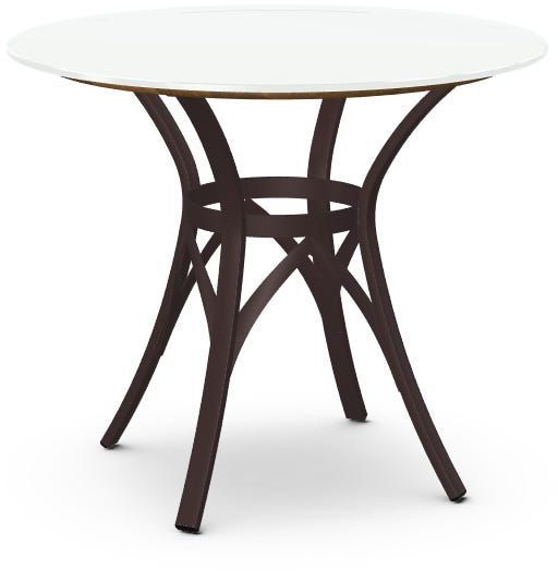 Amisco Customizable Kai 36" White Glass Top Round Table-0