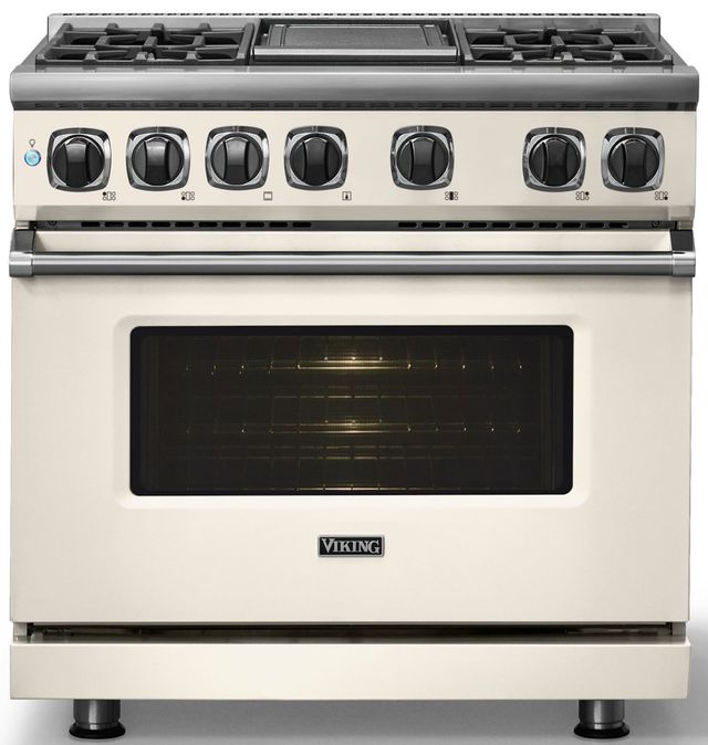 Viking® 7 Series 36" Pure White Pro Style Dual Fuel Range with Griddle-2