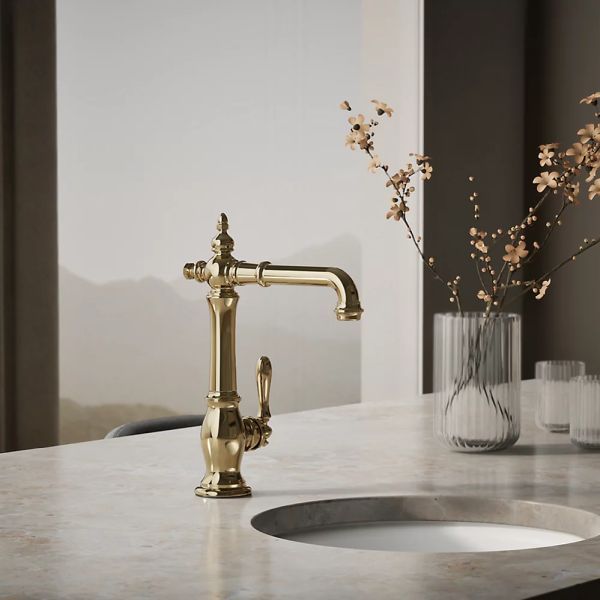 KOHLER® Artifacts® Vibrant French Gold Single-Handle Bar Sink Faucet-1