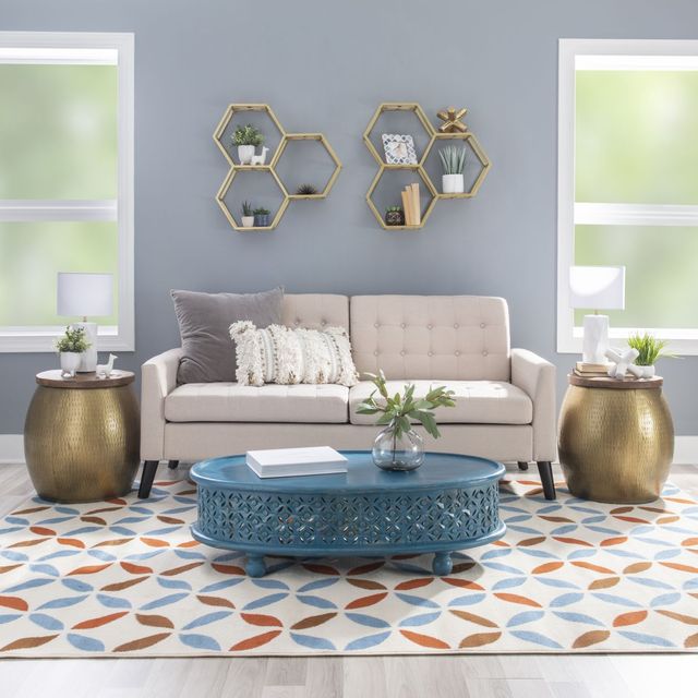Powell® Dreyfus Gold Drum Side Table-1