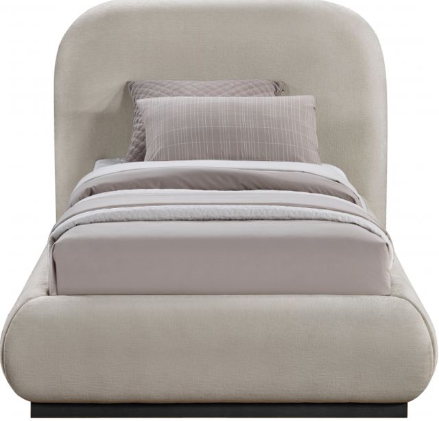 Meridian Furniture Vaughn Beige Twin Chenille Fabric Upholstered Panel Bed-1