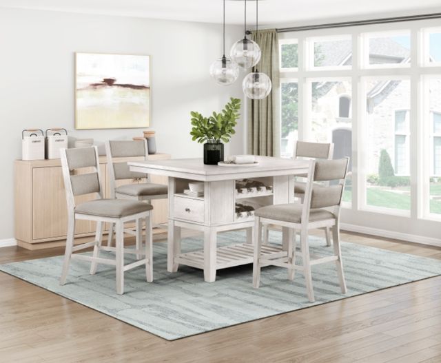 Homelegance® Savile Brushed Antique White/Light Gray Counter Height Chair-1