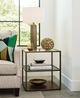 Hammary® Cleo Glass Top Square End Table with Deep Brown/Dusky Silver Base-1