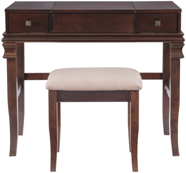 Linon Angela 2-Piece Walnut Vanity Set-2