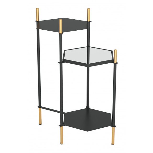 Zuo® Modern William Glass Top Two Tier Side Table with Black Framework -0