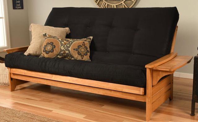 Kodiak Furniture Phoenix Suede Black/Butternut Queen Futon with Mattress-1
