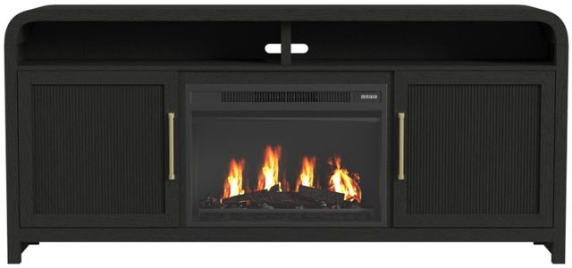 Elements International Ridgemont Black with Grain 70" TV Console with Fireplace Insert-2