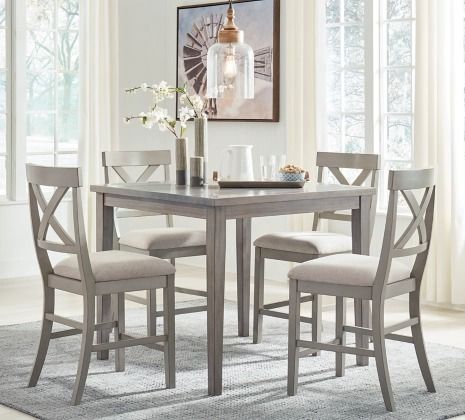 Signature Design by Ashley® Parellen 5-Piece Gray Counter Height Dining Set-3
