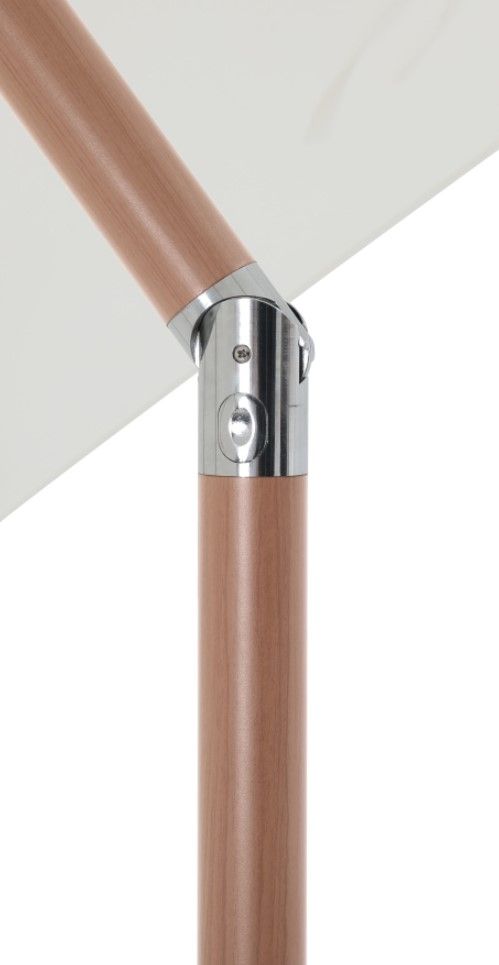 Meridian Furniture Fiji White/Teak Aluminum Outdoor Patio Umbrella and Round Base-4