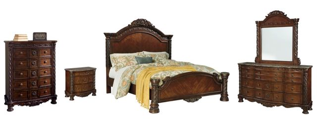 Millennium® by Ashley® North Shore 5-Piece Dark Brown King Panel Bed Set-0
