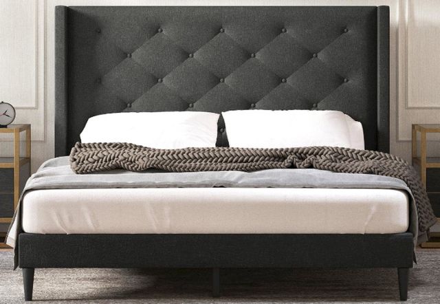 American Wholesale Furniture Carrington Gray King Upholstered Bed-0