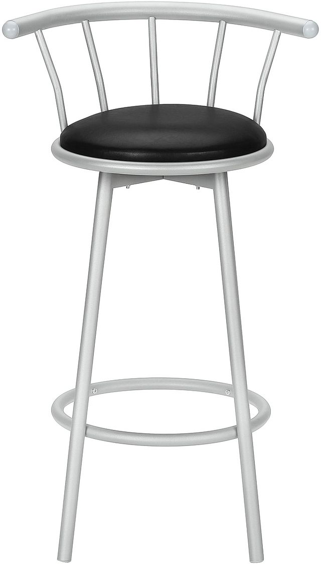 Monarch Specialties Inc. 2-Piece Black/Silver Swivel Barstools Set-2