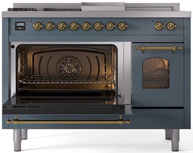 Ilve® Nostalgie II Series 48" Blue Grey Pro Style Dual Fuel Range-2