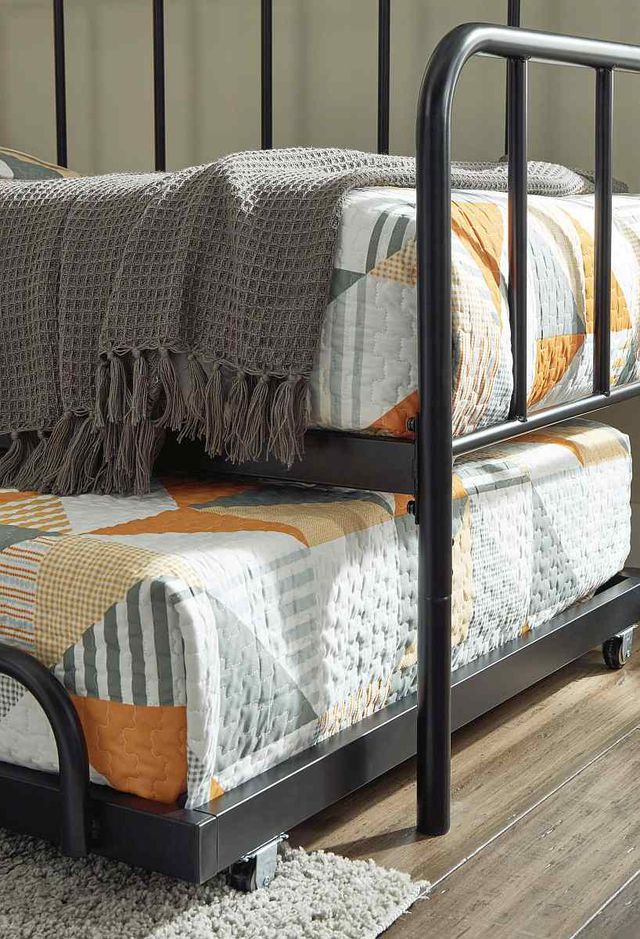 Signature Design by Ashley® Trentlore Black Twin Metal Day Youth Bed with Trundle-2