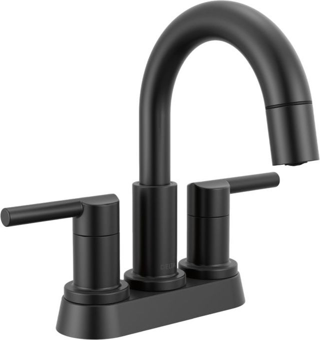 Delta Nicoli® Matte Black 2-Handle Centerset Pull-Down Bathroom Faucet-0