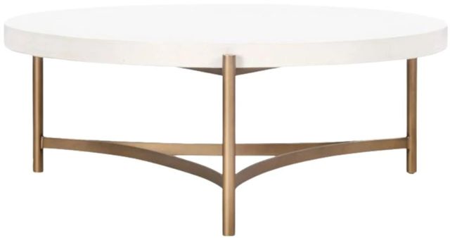 Modus Furniture Lyon White Coffee Table with Brushed Bronze Base-2
