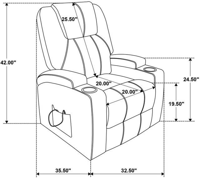 Coaster® Louie Brown Upholstered Power Reclining Chair with Lift and Massage-2