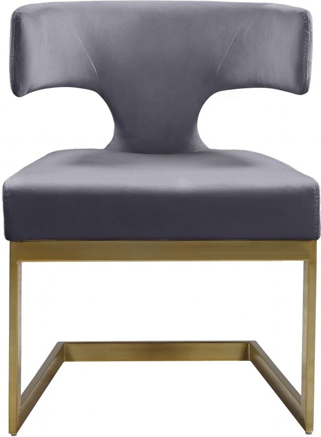 Meridian Furniture Alexandra Grey/Gold Velvet Dining Chair-1