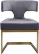 Meridian Furniture Alexandra Grey/Gold Velvet Dining Chair-1