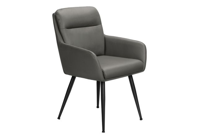 Monarch Specialties Inc. 2-Piece Grey 34" Faux Leather Dining Chair Set with Arms-0