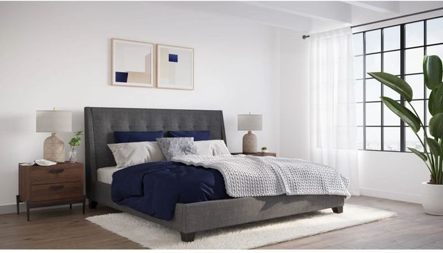 Modus Furniture Madera Dark Charcoal Full Upholstered Platform Bed-1