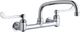 Elkay Chrome Foodservice 8" Centerset Wall Mount Faucet with Arc Tube Spout, Wristblade Handles and Offset Inlets-0