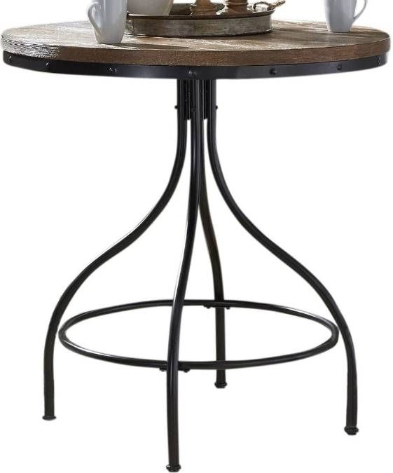 Liberty Furniture Vintage Brown Dining  Pub Table with Black Metal Base-0