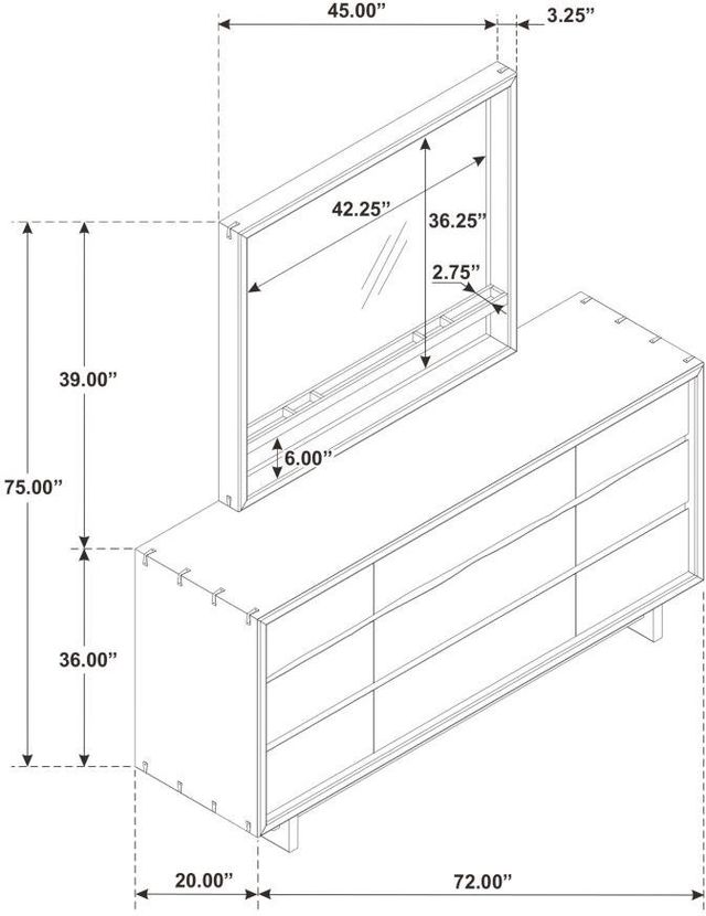 Coaster® Stillwater Weathered Oak Dresser and Mirror Set-2