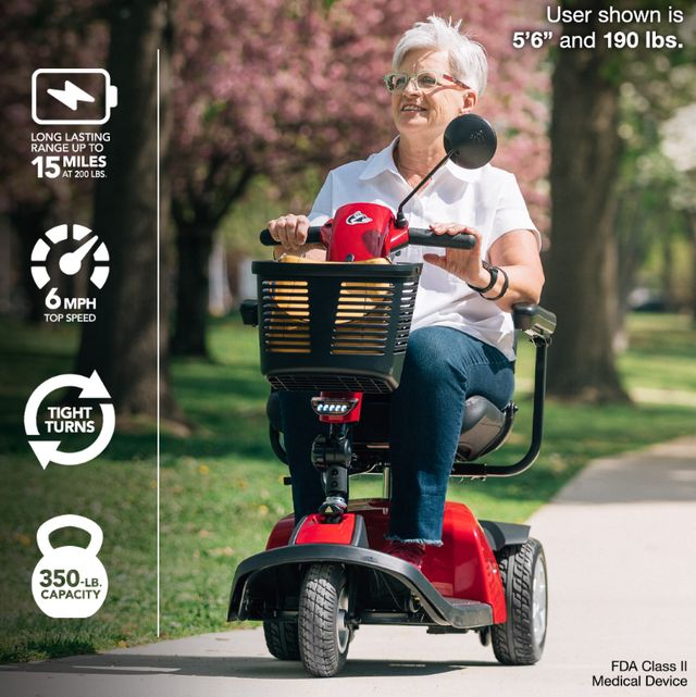 Mega Motion Rascal® Conquest Black/Red 3-Wheel Mobility Scooter-1