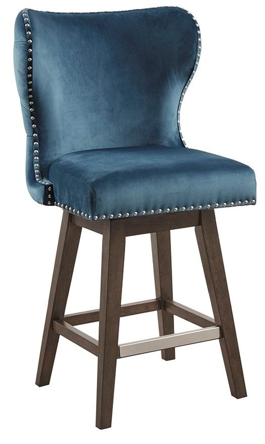 Olliix by Madison Park Hancock Dark Blue 27" Swivel Counter Stool-0