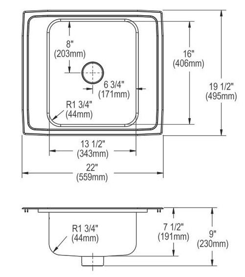 Elkay Lustertone® Lustrous Satin 22" Single Classroom Sink with Perfect-1