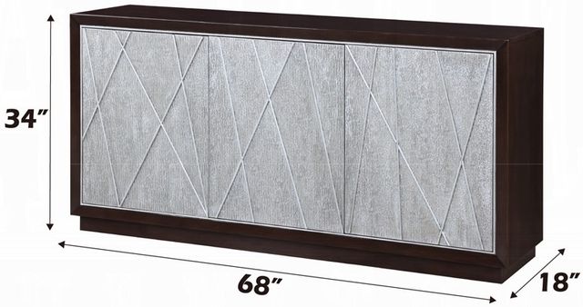 ACME Furniture Geranio Metallic Silver/Walnut Console Cabinet-2