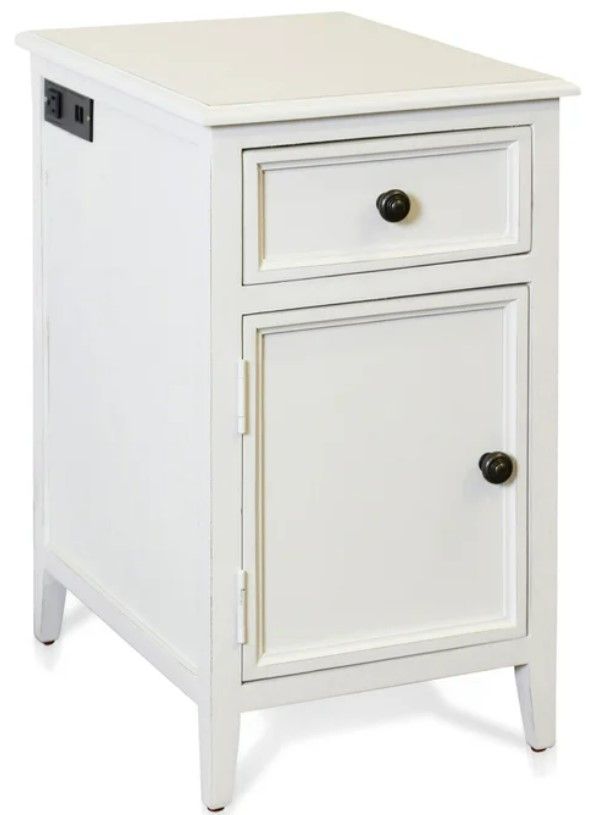 StyleCraft Eggshell 1-Drawer Side Table with Cabinet-0