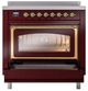 Ilve® Nostalgie II Noblesse 36'' Burgundy Pro Style Induction Range with Brass Trim-3